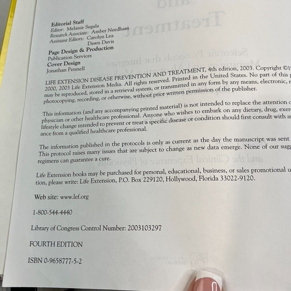 2003 Disease Prevention and‎ Treatment By Life Extension 4th Edition Hardcover - Picture 6 of 8